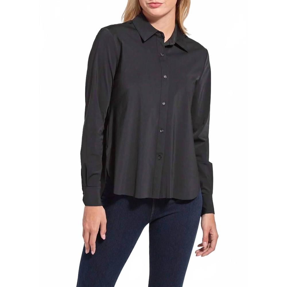 NEW LYSSE connie slim button-down shirt in black